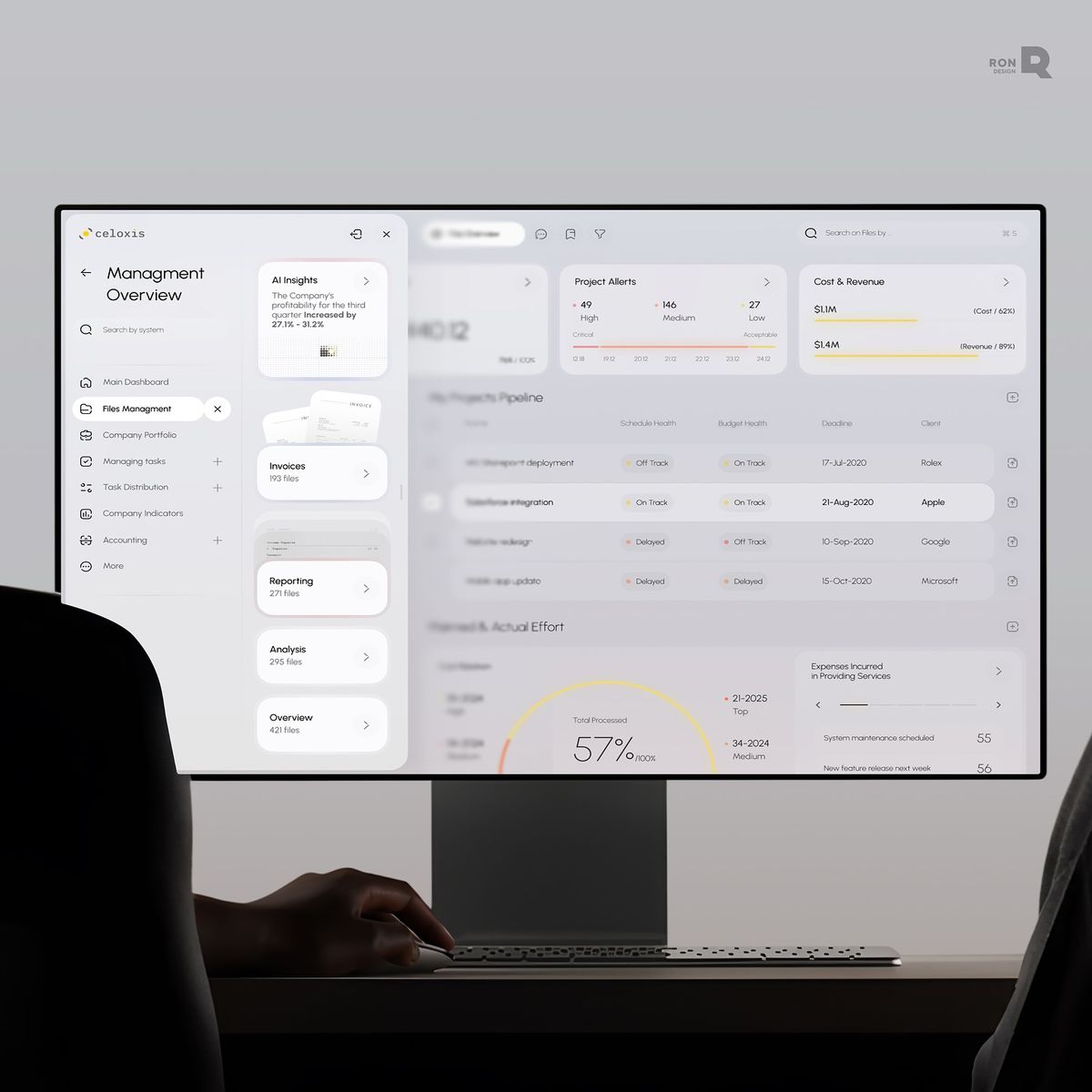 Facility management software dashboard