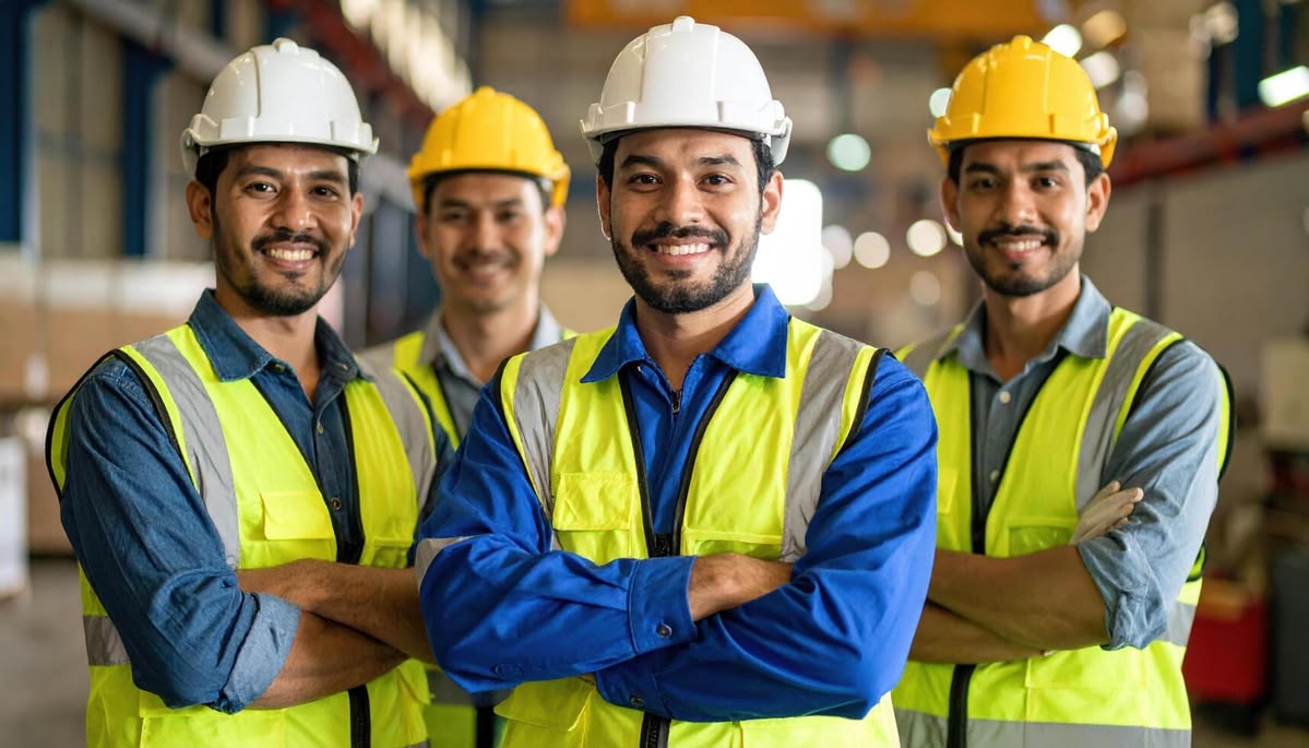 Workforce team on site